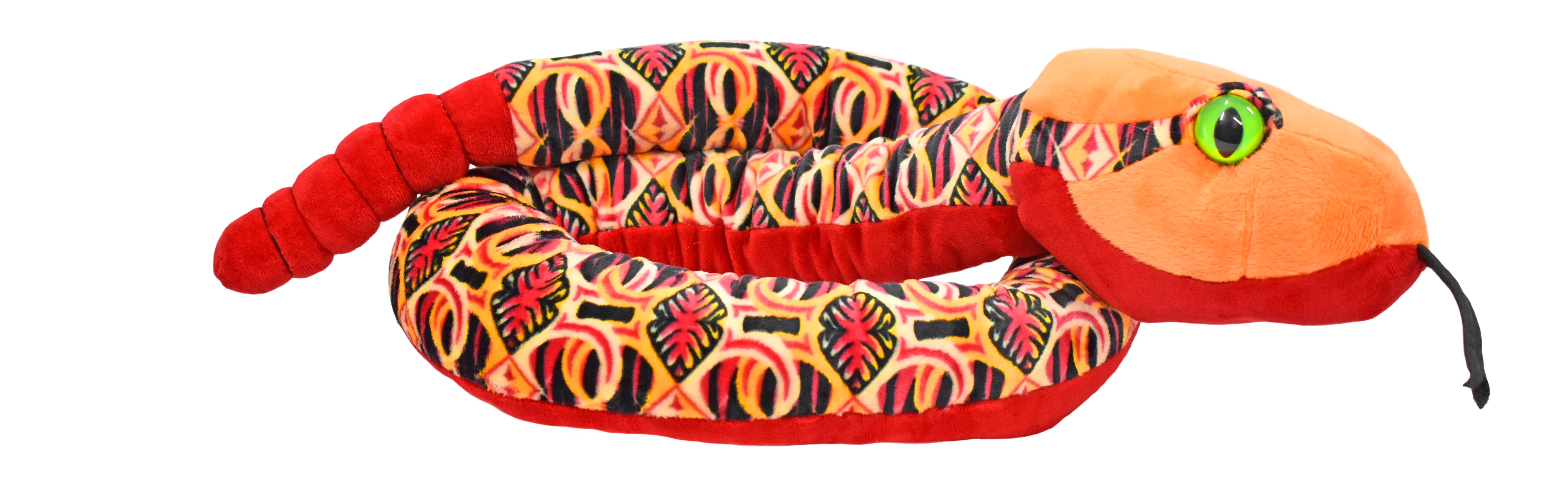 Plush Snake Tribal Orange Stuffed Animal 54"