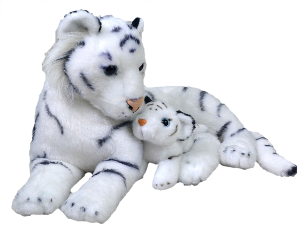 Mom & Baby White Tiger 12"